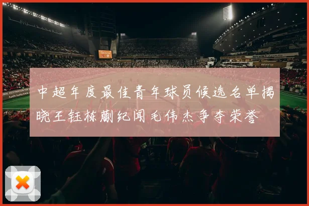 中超年度最佳青年球员候选名单揭晓王钰栋蒯纪闻毛伟杰争夺荣誉